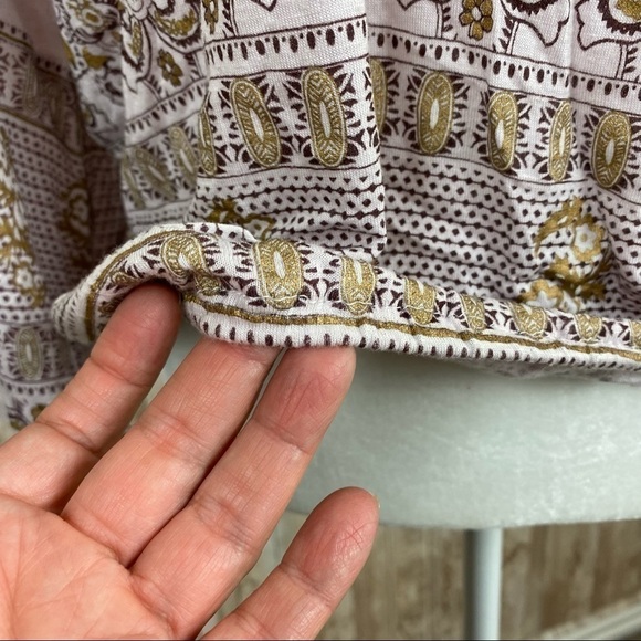 Free People Medallion Linen Blend Long Sleeve Top Size Small - Picture 6 of 12